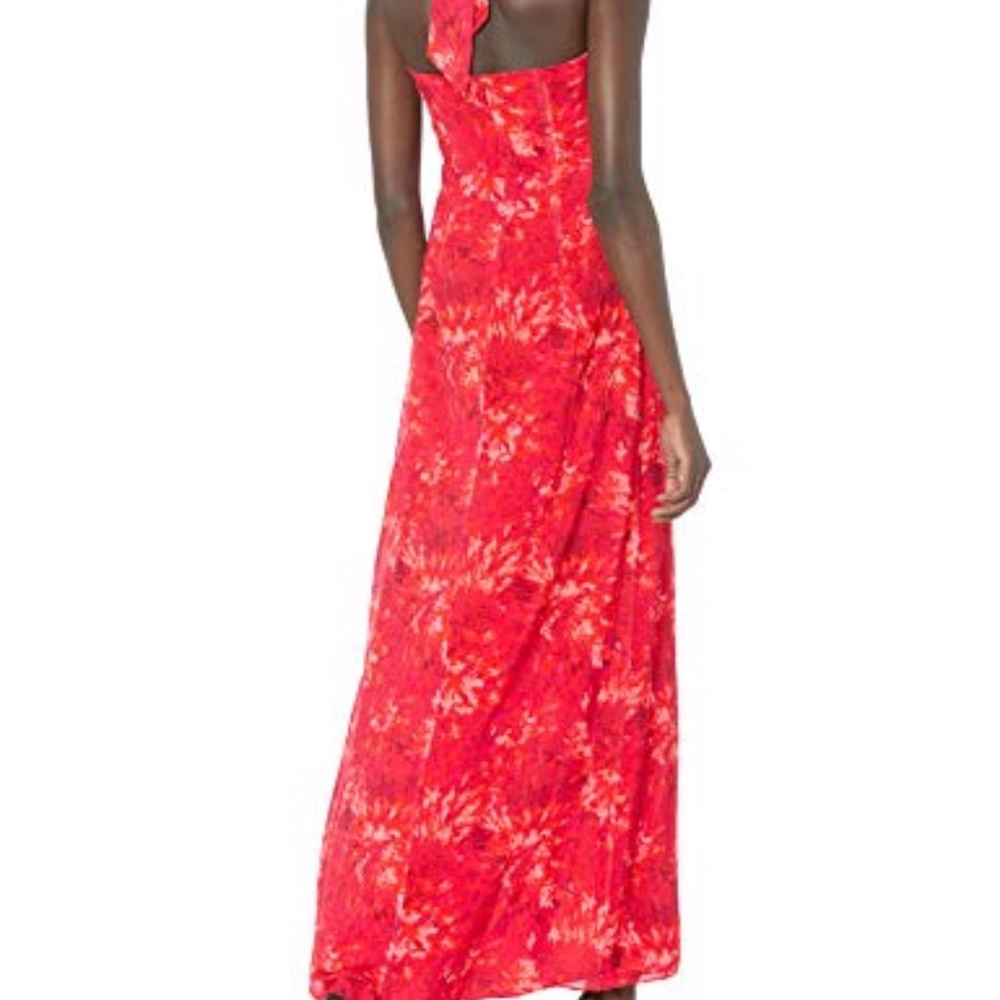 Halston Heritage Kaleidoscope Print Cowl Halter Gown - Picture 2 of 11